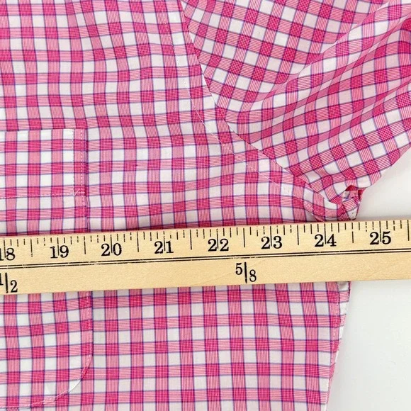 Peter Millar‎ Crown Finish Shirt Mens Large Pink White Gingham Plaid Button Down - Picture 7 of 9
